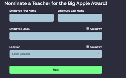 3rd screenshot - nomination form