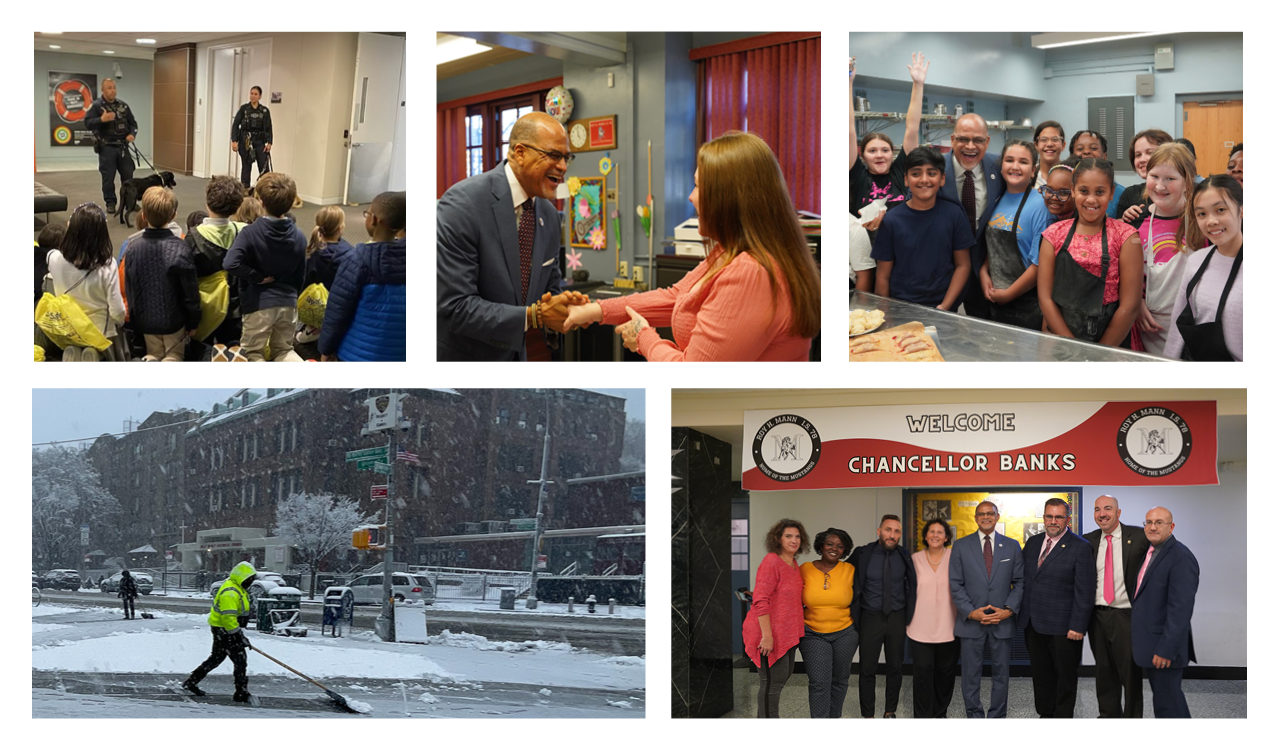 Newsletter banner shows students and staff who have helped respond to crises.