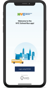 NYC School Bus Mobile Application screen