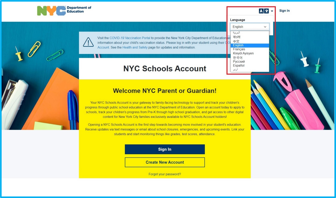 Nycsa Account Set Up Guide For Parents