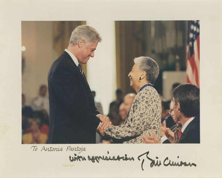 A Presidential keepsake from President Bill Clinton to Dr. Antonia Pantoja in remembrance of her 1996 Presidential Medal of Freedom