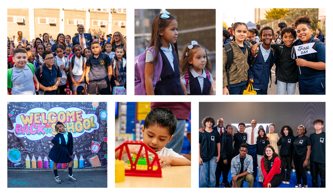 PS + You from Chancellor David C. Banks: Newsletter banner shows students celebrating the first day of school.