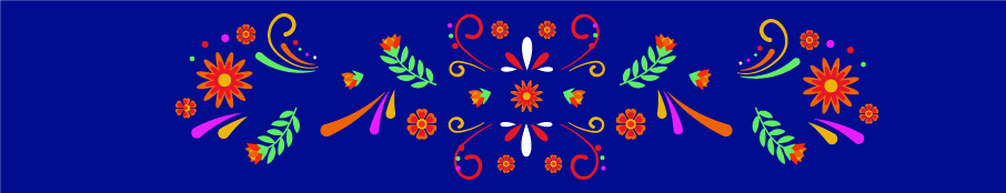 Hispanic Heritage Month banner image - stylized flowers on dark blue background