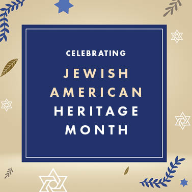 Celebrating Jewish American Heritage Month square graphic.