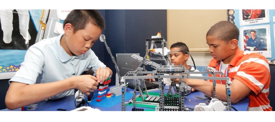 Students working on Lego Robotics