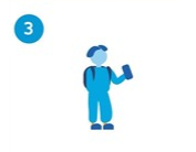 Icon of a student holding a mobile device.