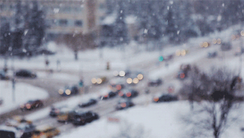 GIF of snowfall during morning rush hour in New York City