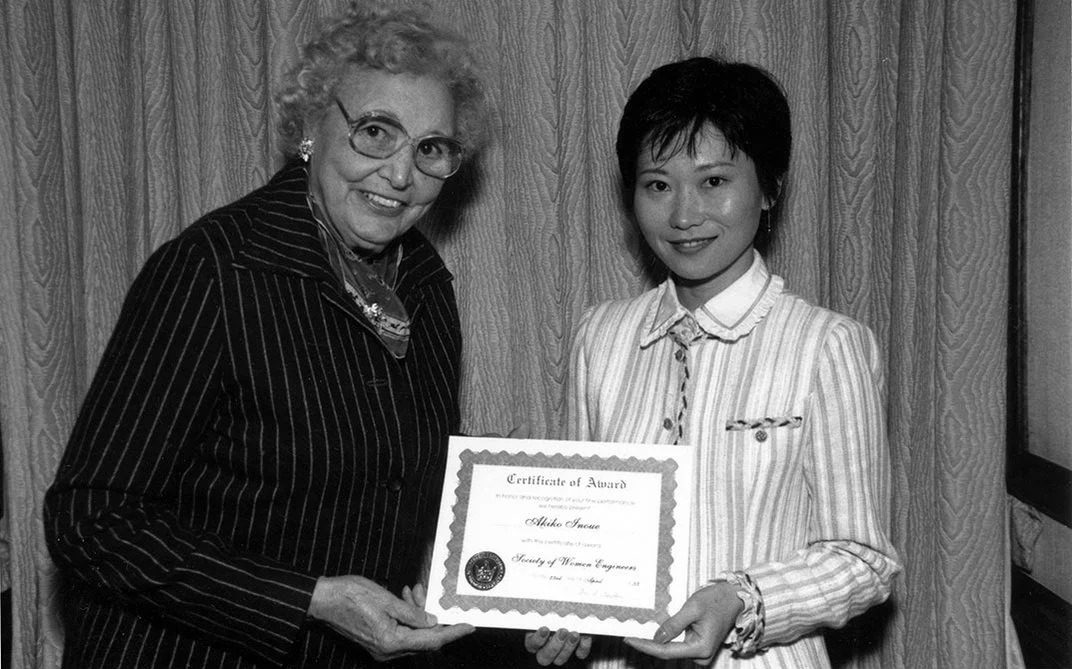 Mary Ross Golda (left) standing alongside Akiko Inoue (right).