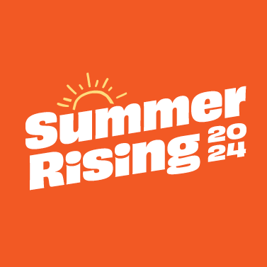 Summer Rising 2024 logo on top of an orange background